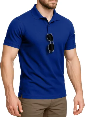 NY Threads Mens Polo Shirt Short Sleeves Quick Dry Performance Tactical Pique Jersey Golf Shirt