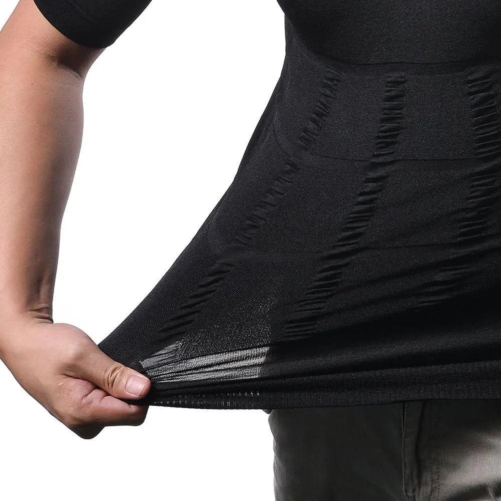 Odoland Men's Compression Shirt, Short Sleeve Shapewear Body Shaper, Slimming Shirt Tank Top Tummy Vest