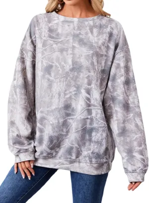 Oversized Camo Sweatshirt For Women Men Maple Leaf Camouflage Sweatshirts Hunting Camo Pullover Tops