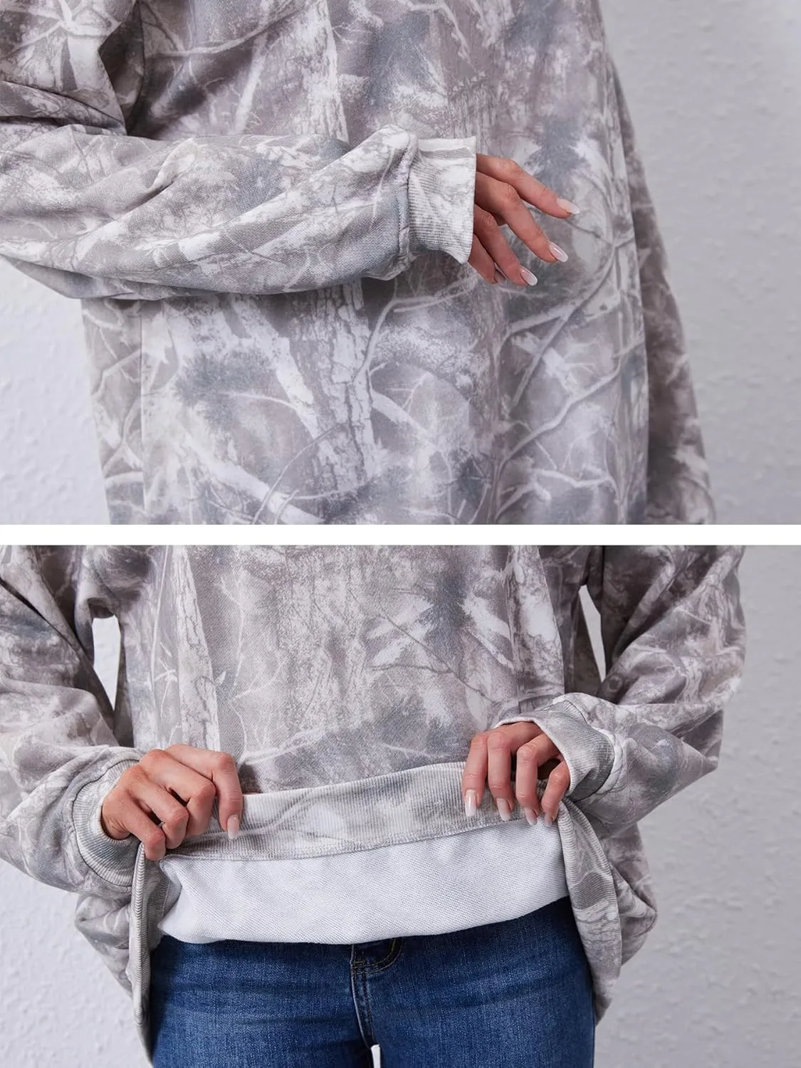 Oversized Camo Sweatshirt For Women Men Maple Leaf Camouflage Sweatshirts Hunting Camo Pullover Tops