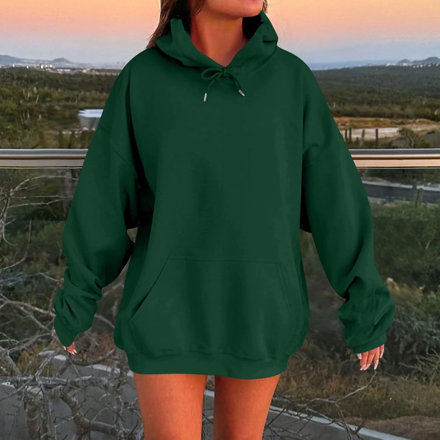 Oversized Hoodie For Women Plus Size Drop Shoulder Fleece Sweatshirts Comfy Pullover Tops Baggy Winter Coat w/Pockets