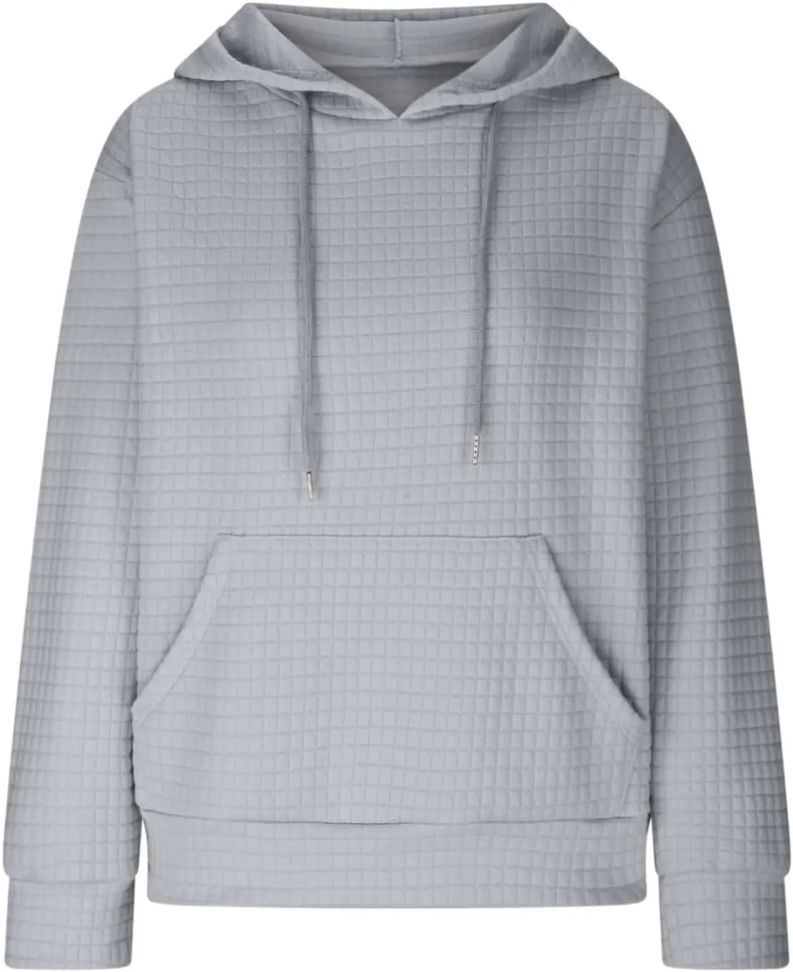 Oversized Hoodies for Women Athleisure Quilted Drawstring Crewneck Sweatshirts Fall Knit Pullover Sweaters with Pocket
