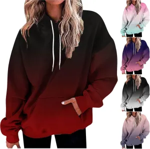 Oversized Hoodies For Women Fall Fashion 2023 Drop Shoulder Long Sleeve Hooded Sweatshirt Gradient Color y2k Clothes