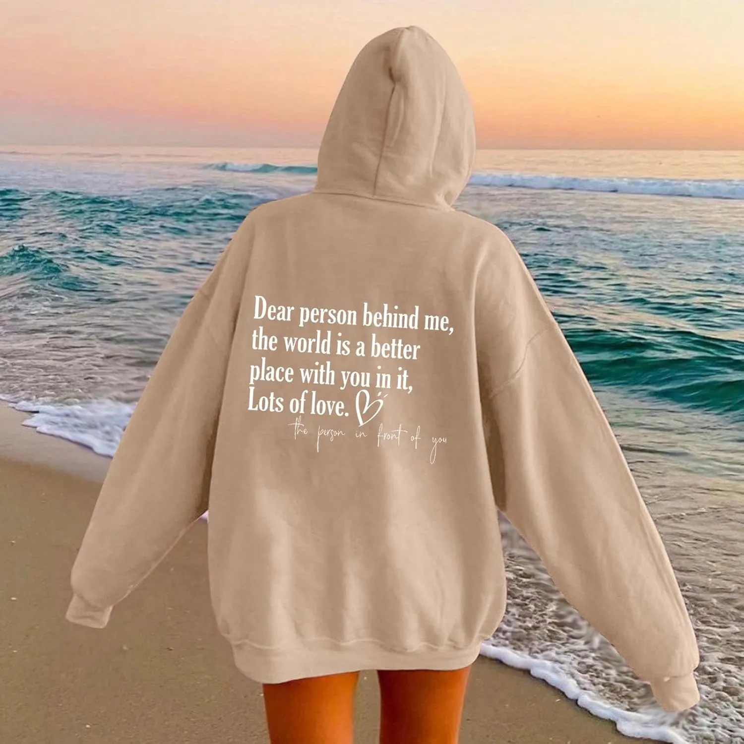 Oversized Hoodies for Women Fleece Casual Long Sleeve Letter Graphic Print Hoodie Sweatshirts Drawstring Pullover Pocket