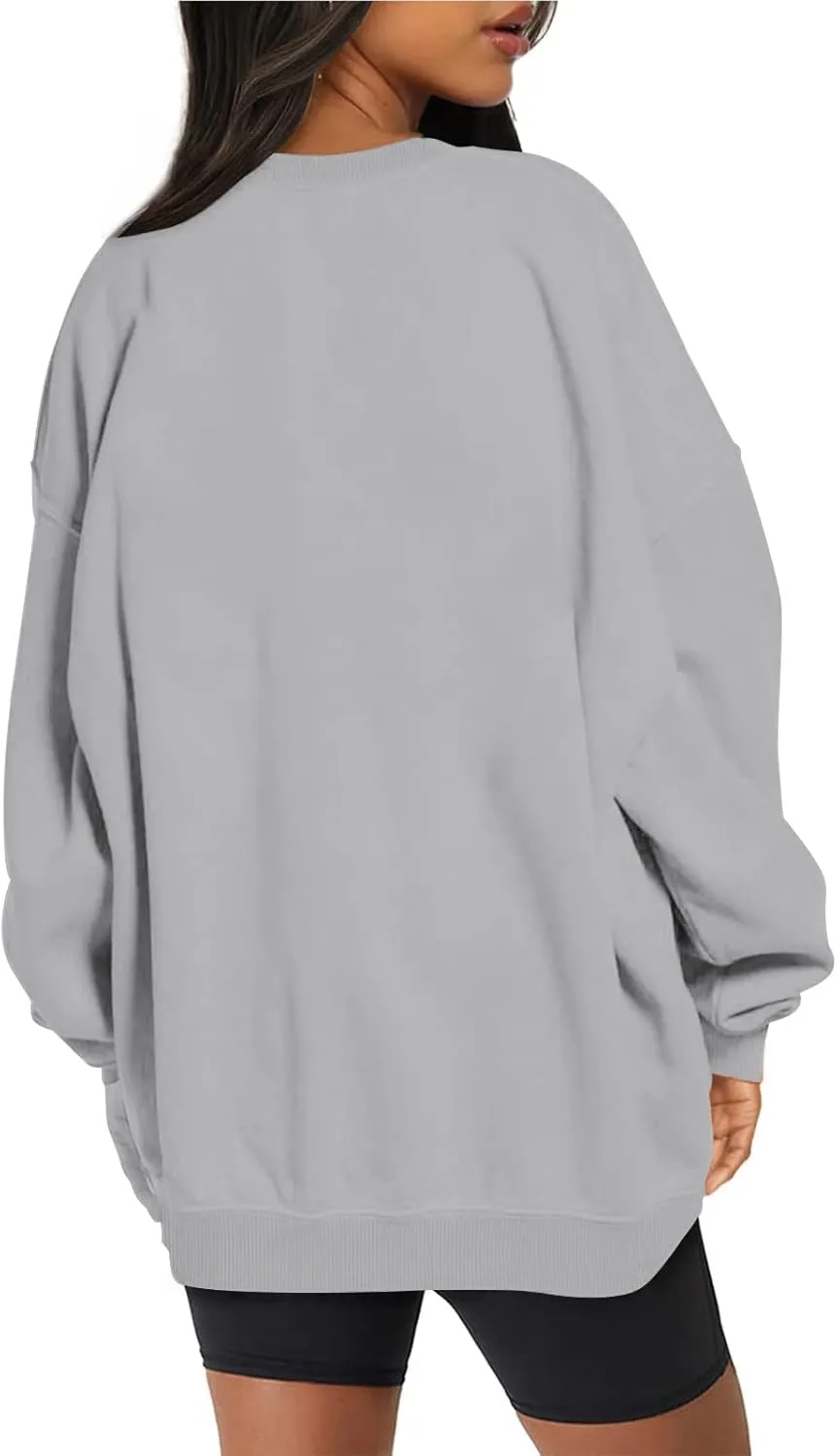 Oversized Long Sleeve Sweatshirts For Women 2023 Fall Fashion Crewneck Sweatshirt Solid Casual Loose Pullover Tops