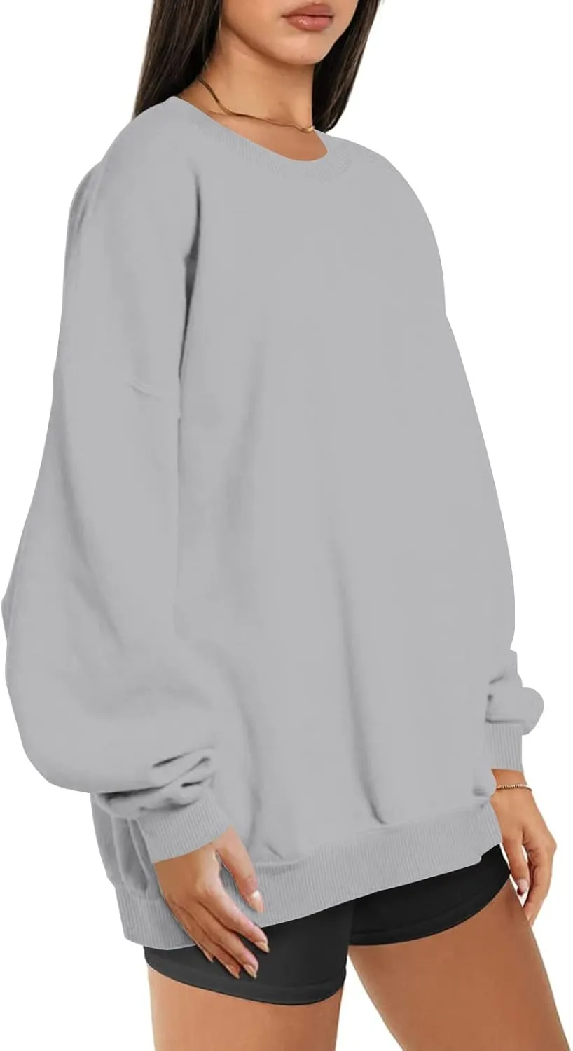Oversized Long Sleeve Sweatshirts For Women 2023 Fall Fashion Crewneck Sweatshirt Solid Casual Loose Pullover Tops