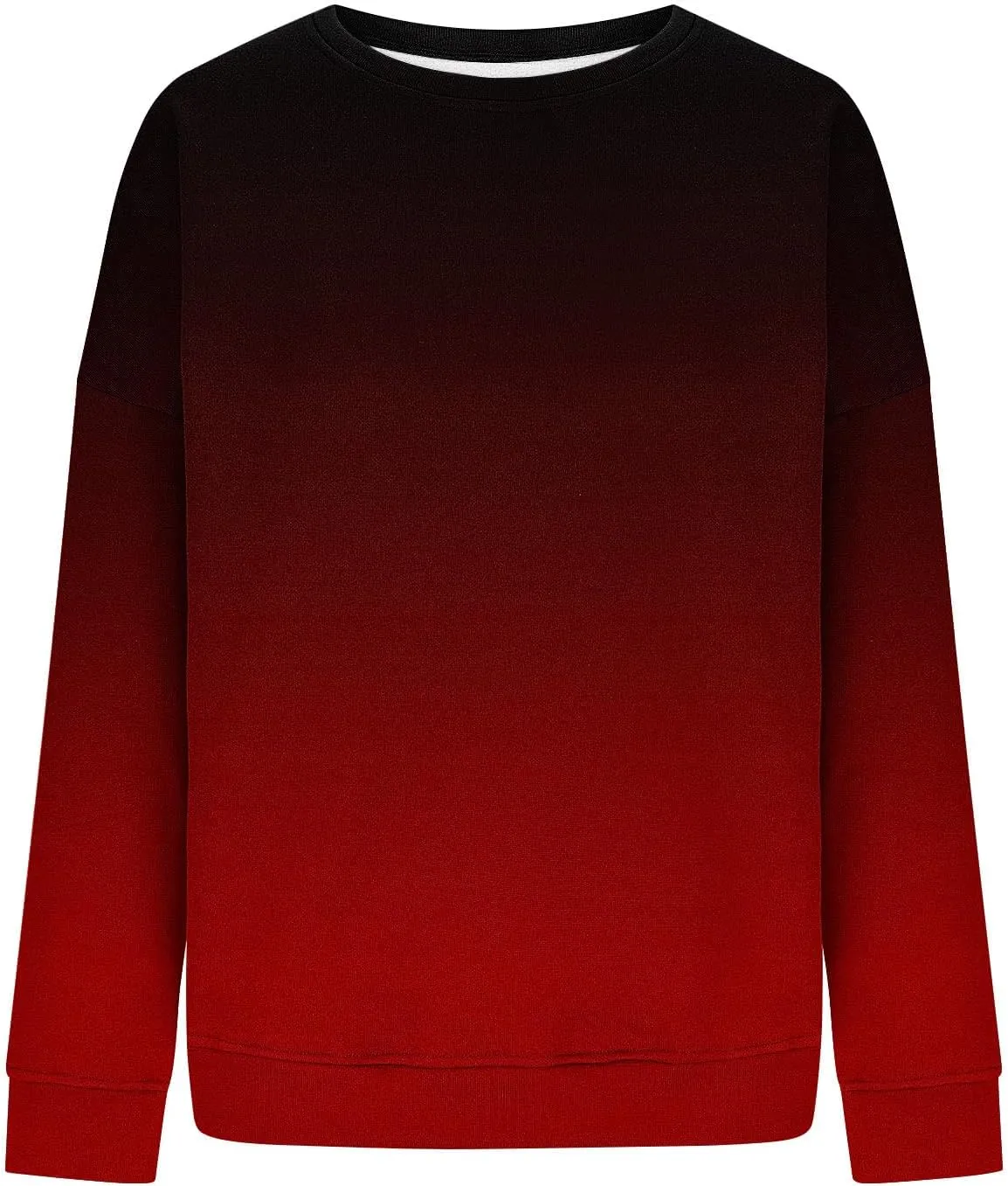 Oversized Long Sleeve Sweatshirts for Women Drop Shoulder Gradient Color Crewneck Pullover Tops Fall Fashion Clothes