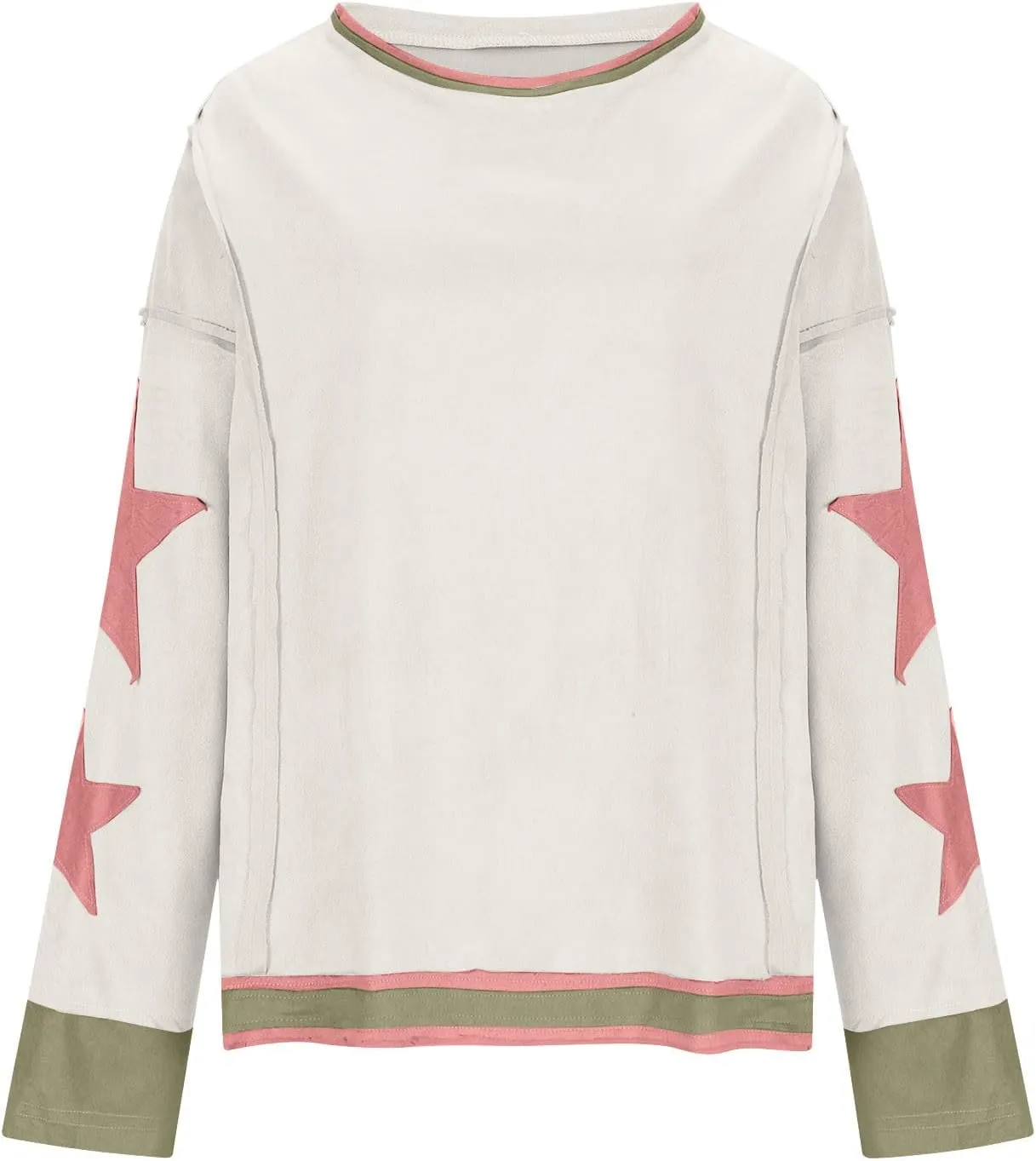 Oversized Sweatshirts For Women Crewneck Long Sleeve Casual Pullover Color Block Hoodie Tops Y2K Fall Clothes