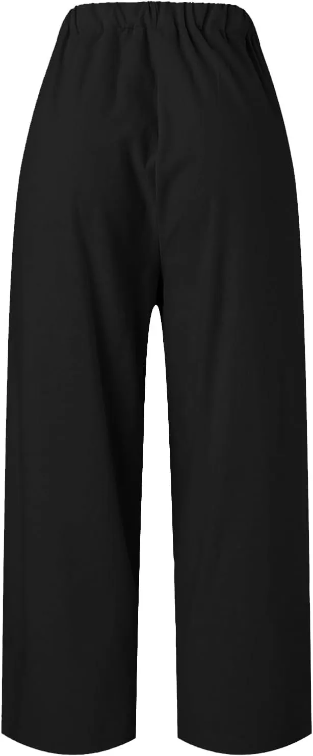 Pants for Women Loose Casual Stretch Palazzo Trousers Elastic High Waist Wide Leg Pants Plus Size Summer Straight Trousers