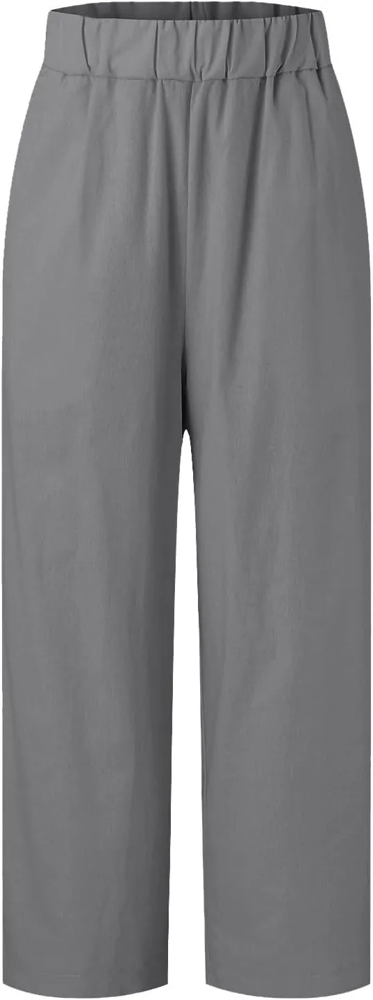 Pants for Women Loose Casual Stretch Palazzo Trousers Elastic High Waist Wide Leg Pants Plus Size Summer Straight Trousers