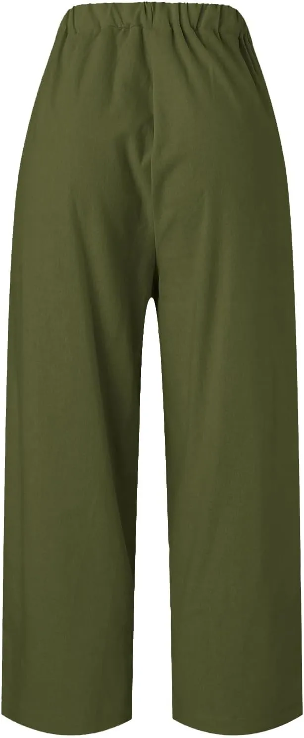 Pants for Women Loose Casual Stretch Palazzo Trousers Elastic High Waist Wide Leg Pants Plus Size Summer Straight Trousers