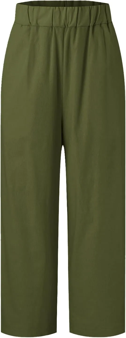 Pants for Women Loose Casual Stretch Palazzo Trousers Elastic High Waist Wide Leg Pants Plus Size Summer Straight Trousers