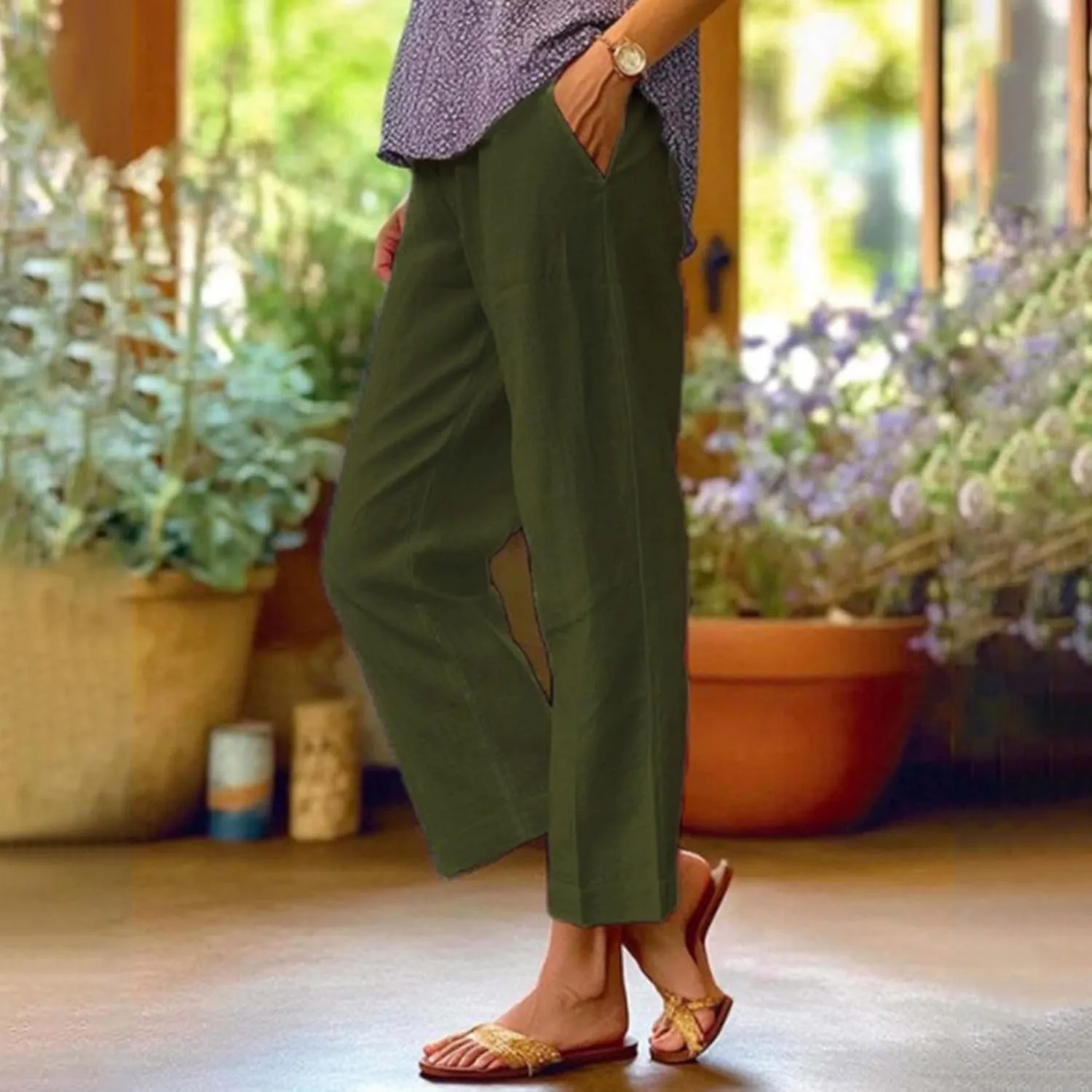 Pants for Women Loose Casual Stretch Palazzo Trousers Elastic High Waist Wide Leg Pants Plus Size Summer Straight Trousers