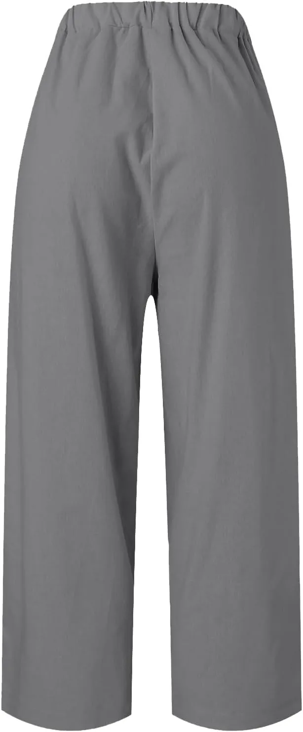 Pants for Women Loose Casual Stretch Palazzo Trousers Elastic High Waist Wide Leg Pants Plus Size Summer Straight Trousers