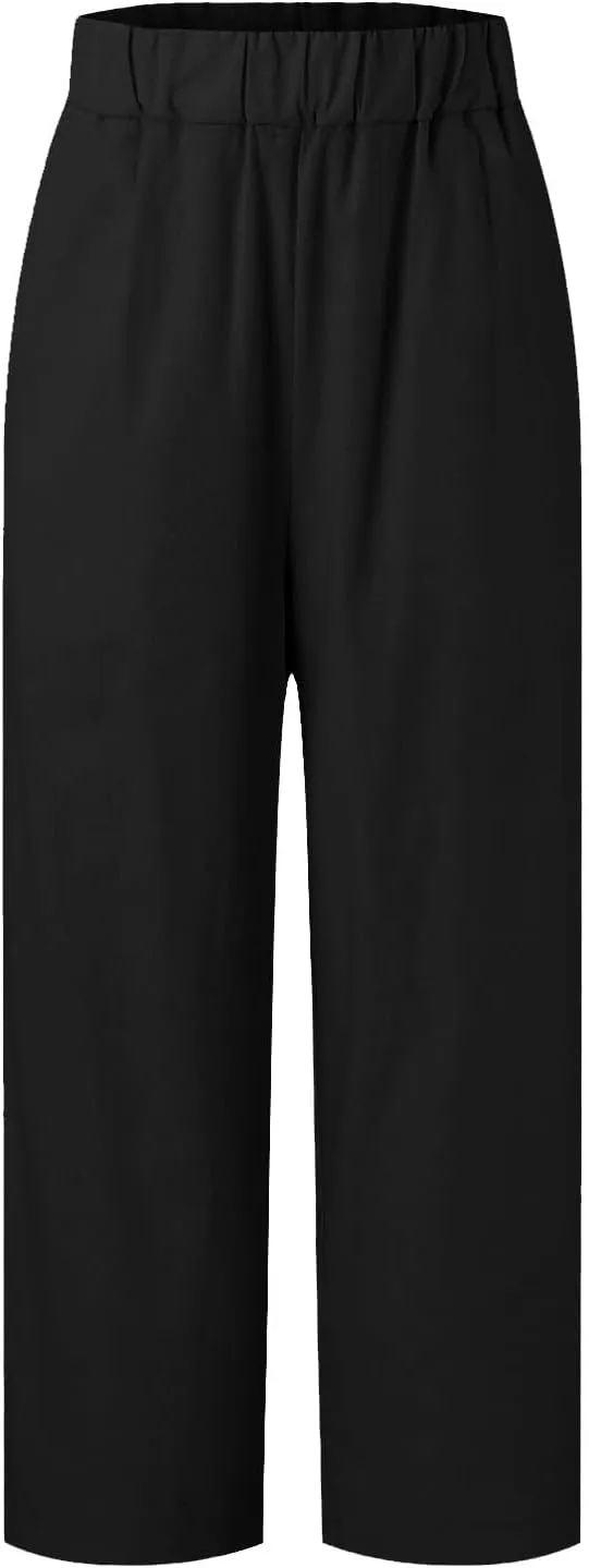 Pants for Women Loose Casual Stretch Palazzo Trousers Elastic High Waist Wide Leg Pants Plus Size Summer Straight Trousers