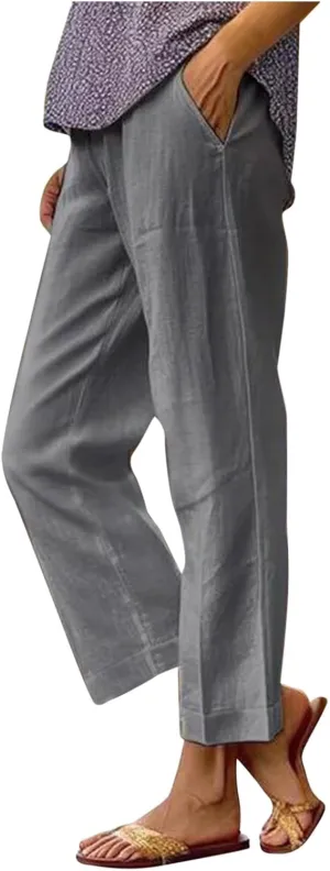 Pants for Women Loose Casual Stretch Palazzo Trousers Elastic High Waist Wide Leg Pants Plus Size Summer Straight Trousers