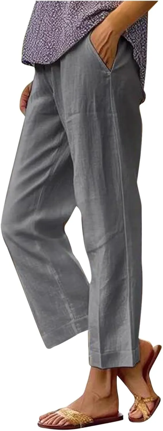 Pants for Women Loose Casual Stretch Palazzo Trousers Elastic High Waist Wide Leg Pants Plus Size Summer Straight Trousers