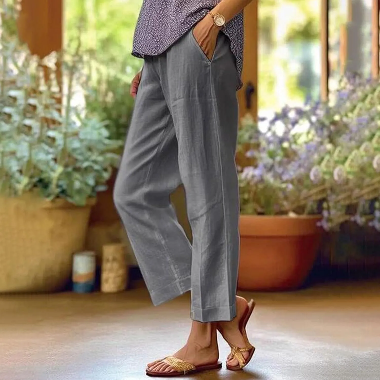 Pants for Women Loose Casual Stretch Palazzo Trousers Elastic High Waist Wide Leg Pants Plus Size Summer Straight Trousers