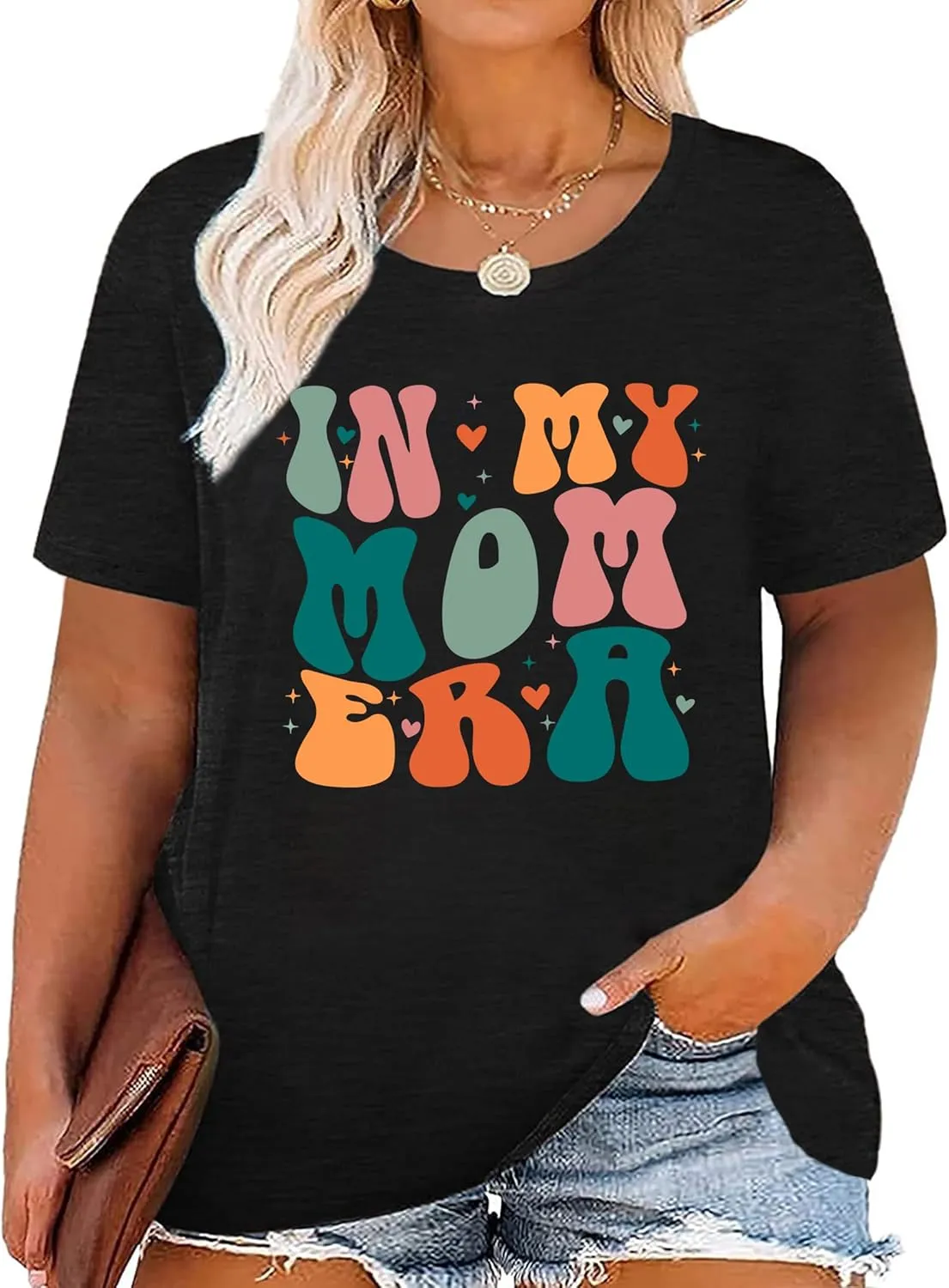 Plus Size Mama Shirt for Women Mama Mommy Mom Bruh Tshirt Funny Mom Tops Casual Short Sleeve T Shirt
