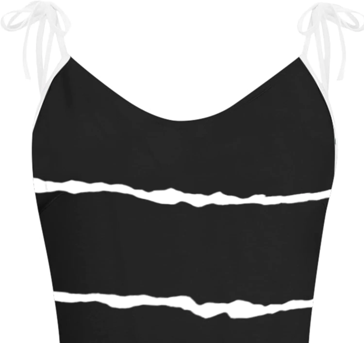 Qeaghou Summer Dresses for Women 2024 Casual Loose Sling V Neck Mini Dress Trendy Striped Drawstring Sundresses with Pockets