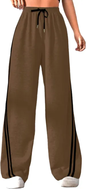 Quenteen Women's Wide Leg Sweatpants Casual High Waisted Straight Sweat Pants Drawstring Joggers with Pockets