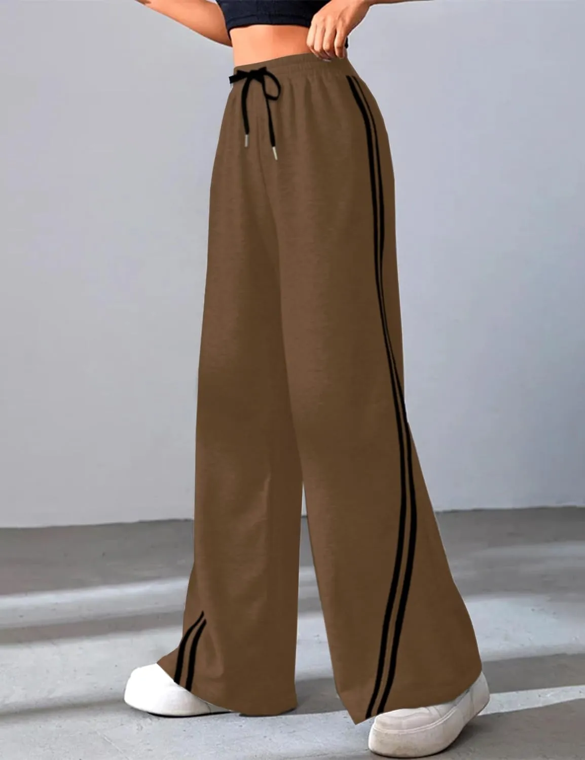 Quenteen Women's Wide Leg Sweatpants Casual High Waisted Straight Sweat Pants Drawstring Joggers with Pockets