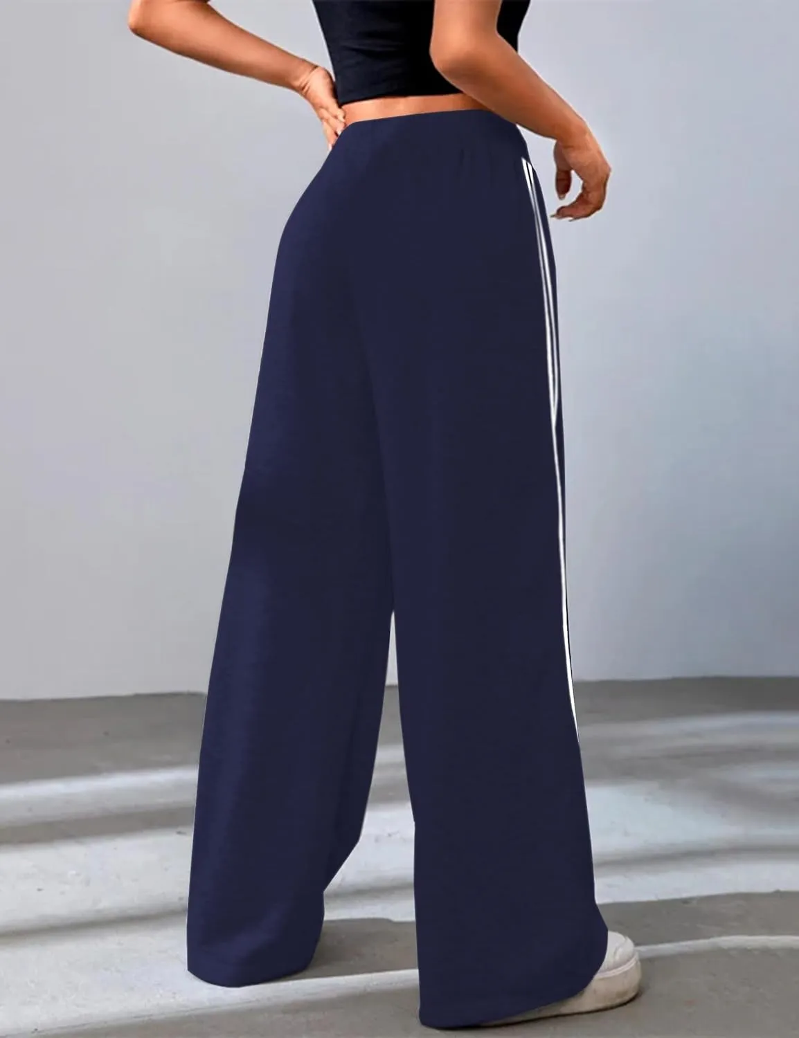 Quenteen Women's Wide Leg Sweatpants Casual High Waisted Straight Sweat Pants Drawstring Joggers with Pockets