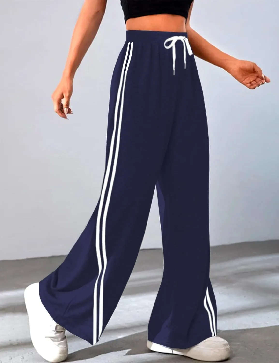 Quenteen Women's Wide Leg Sweatpants Casual High Waisted Straight Sweat Pants Drawstring Joggers with Pockets