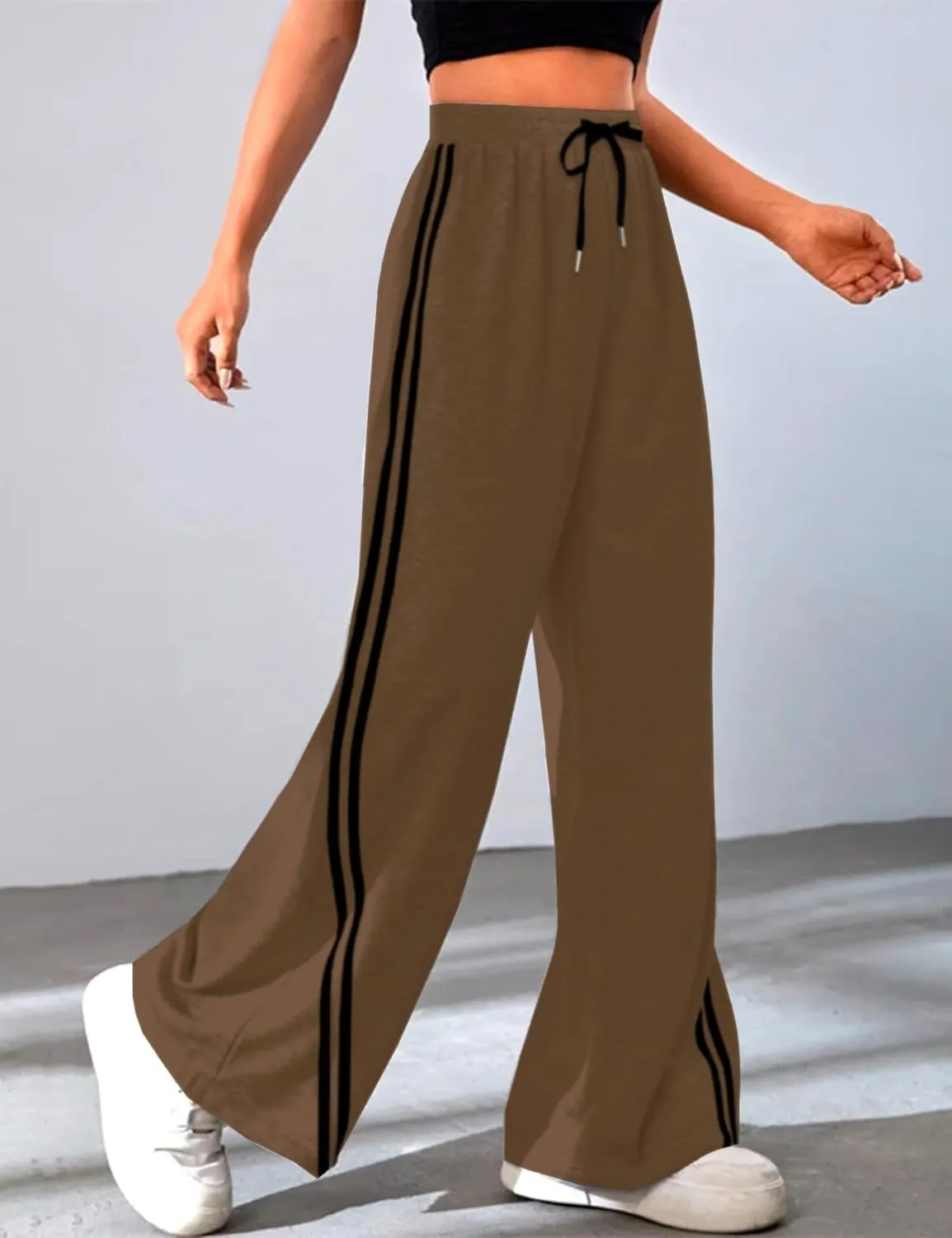Quenteen Women's Wide Leg Sweatpants Casual High Waisted Straight Sweat Pants Drawstring Joggers with Pockets