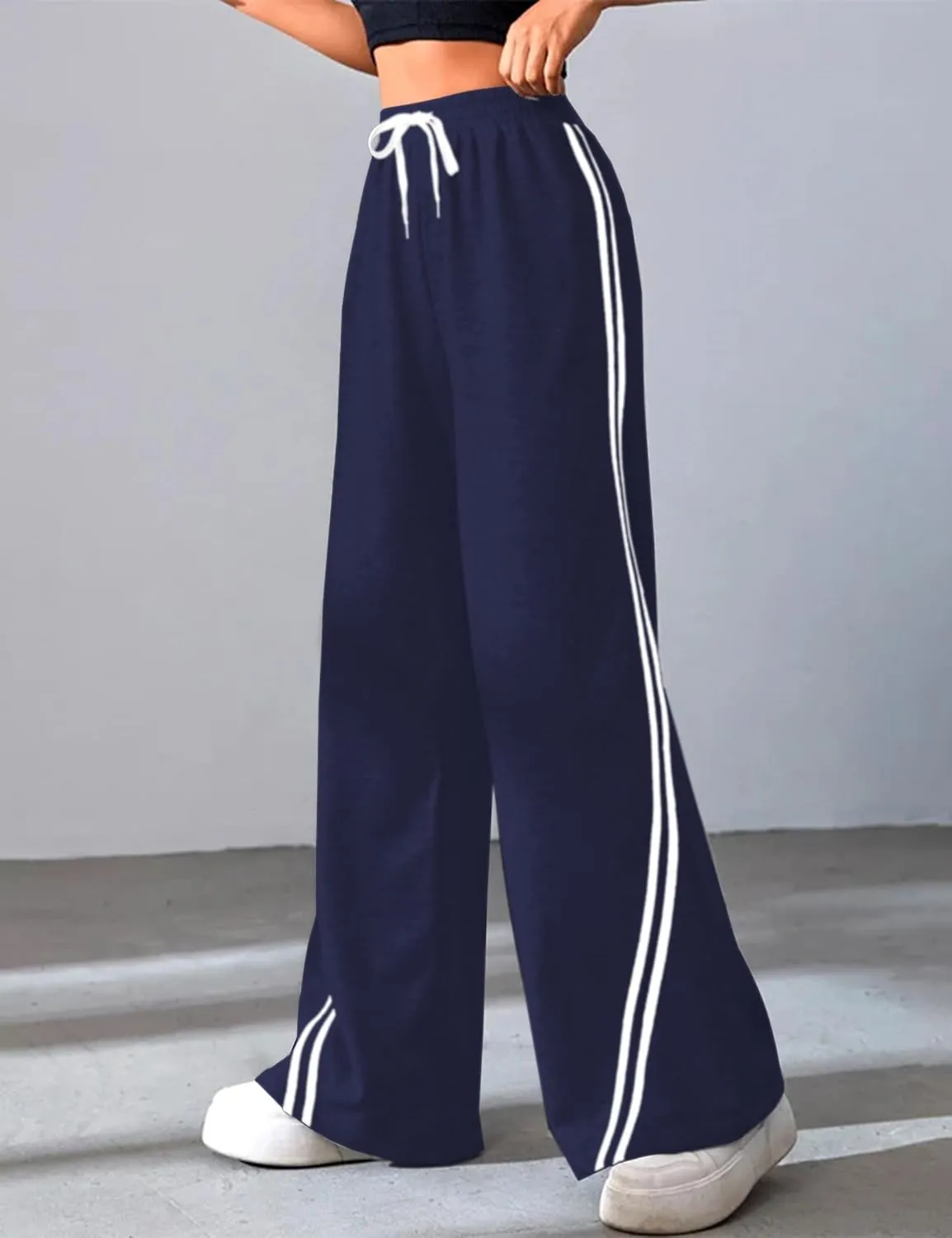 Quenteen Women's Wide Leg Sweatpants Casual High Waisted Straight Sweat Pants Drawstring Joggers with Pockets