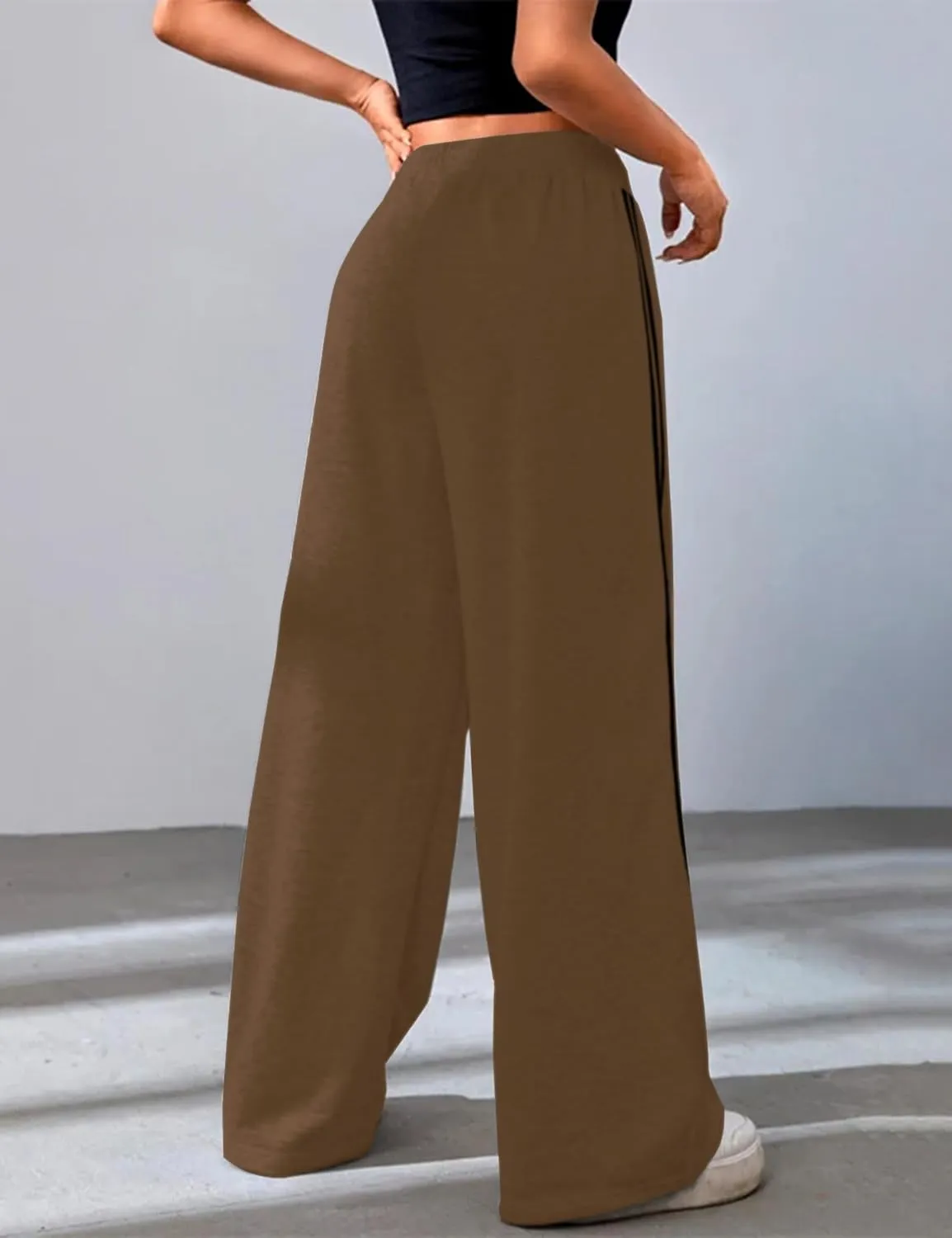 Quenteen Women's Wide Leg Sweatpants Casual High Waisted Straight Sweat Pants Drawstring Joggers with Pockets