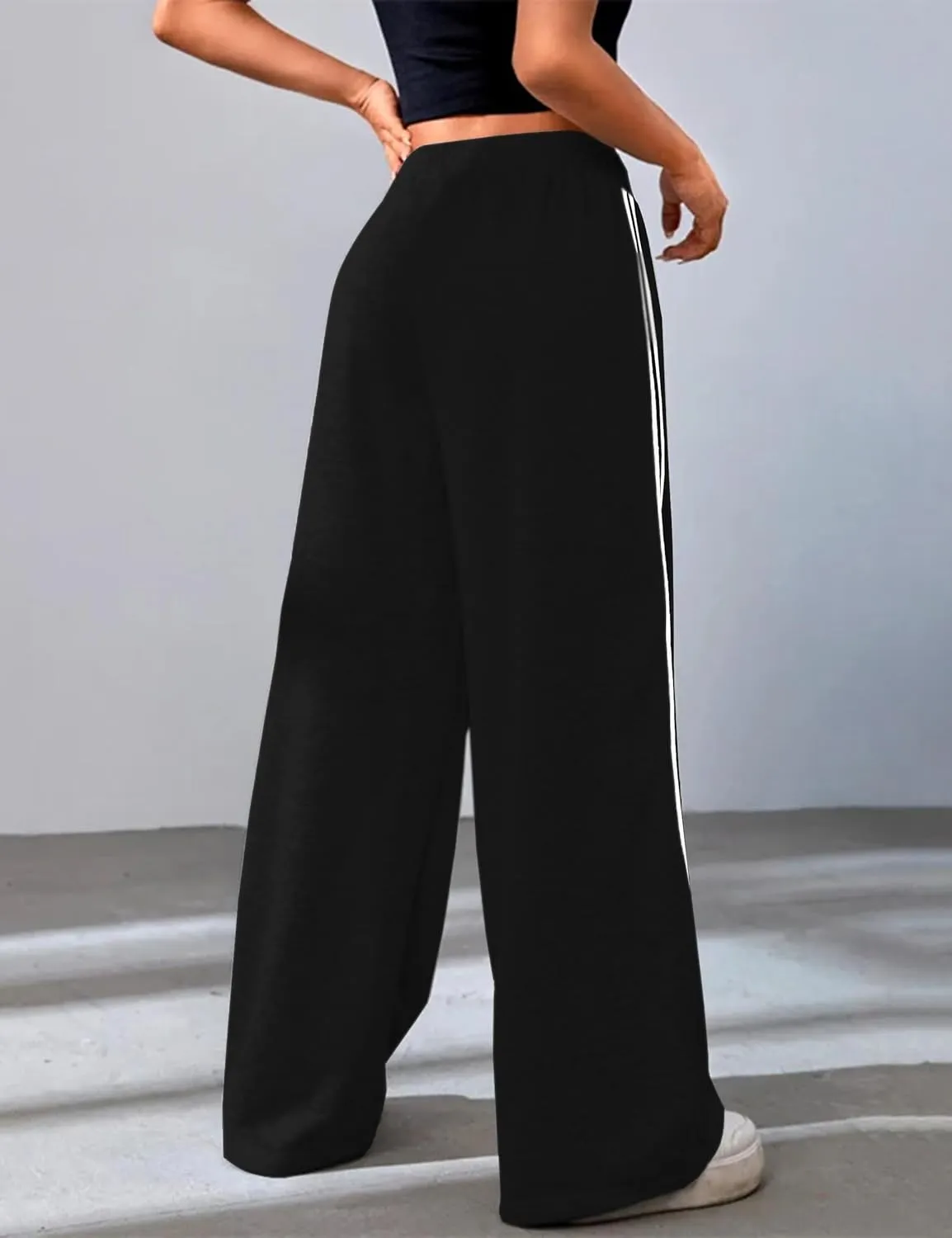 Quenteen Women's Wide Leg Sweatpants Casual High Waisted Straight Sweat Pants Drawstring Joggers with Pockets