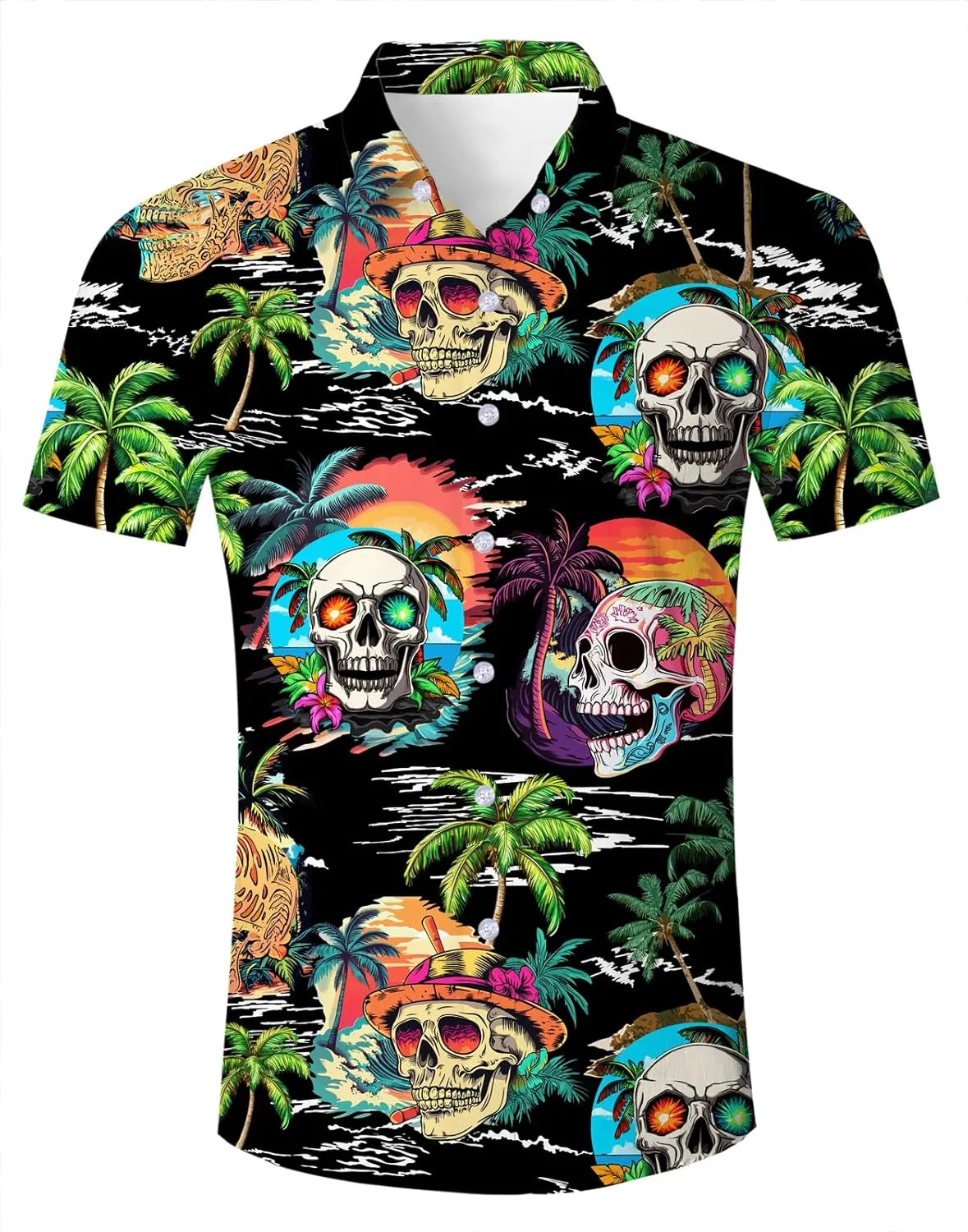 RAISEVERN Mens Hawaiian Shirt Casual Button Down Short Sleeve Tropical Beach Dress Shirt for Summer Holiday