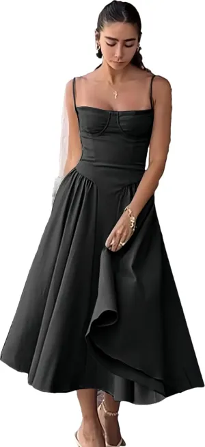 RanRui Strapless Camisole Pleated Wedding Guest Dresses, Cocktail DressesRetro Dress