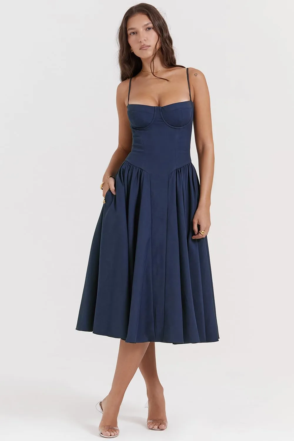 RanRui Strapless Camisole Pleated Wedding Guest Dresses, Cocktail DressesRetro Dress