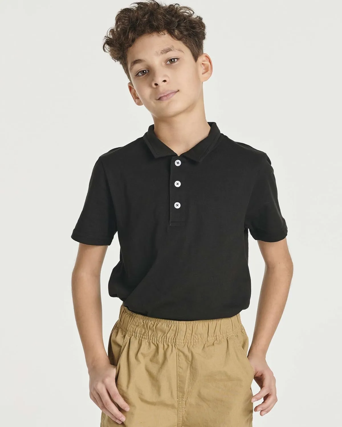 Real Essentials 3 Pack: Boys' Short Sleeve Jersey Cotton Polo Shirt - Uniform Youth Dress Shirt (Ages 4-18)