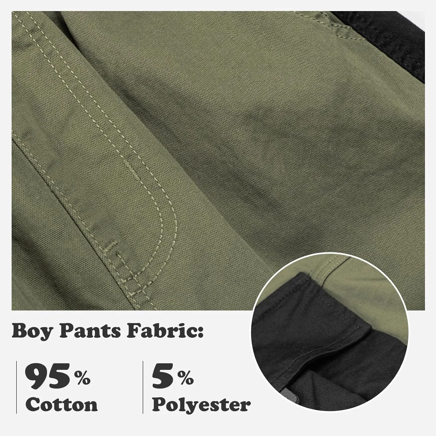 Rolanko Boys' Cargo Pants Casual Kids Joggers Elastic Waist Outdoor Hiking Baggy Trousers 4-14 Years