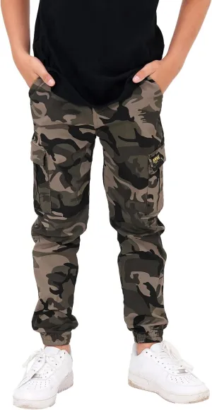 Rolanko Boys' Cargo Pants Casual Kids Joggers Elastic Waist Outdoor Hiking Baggy Trousers 4-14 Years