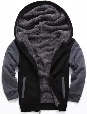 SECOOD Kids Hoodie Fleece Jacket Warm Sherpa Lined Zip Up Hooded Sweatshirt Soft Winter Coat Boys Girls School Outerwear