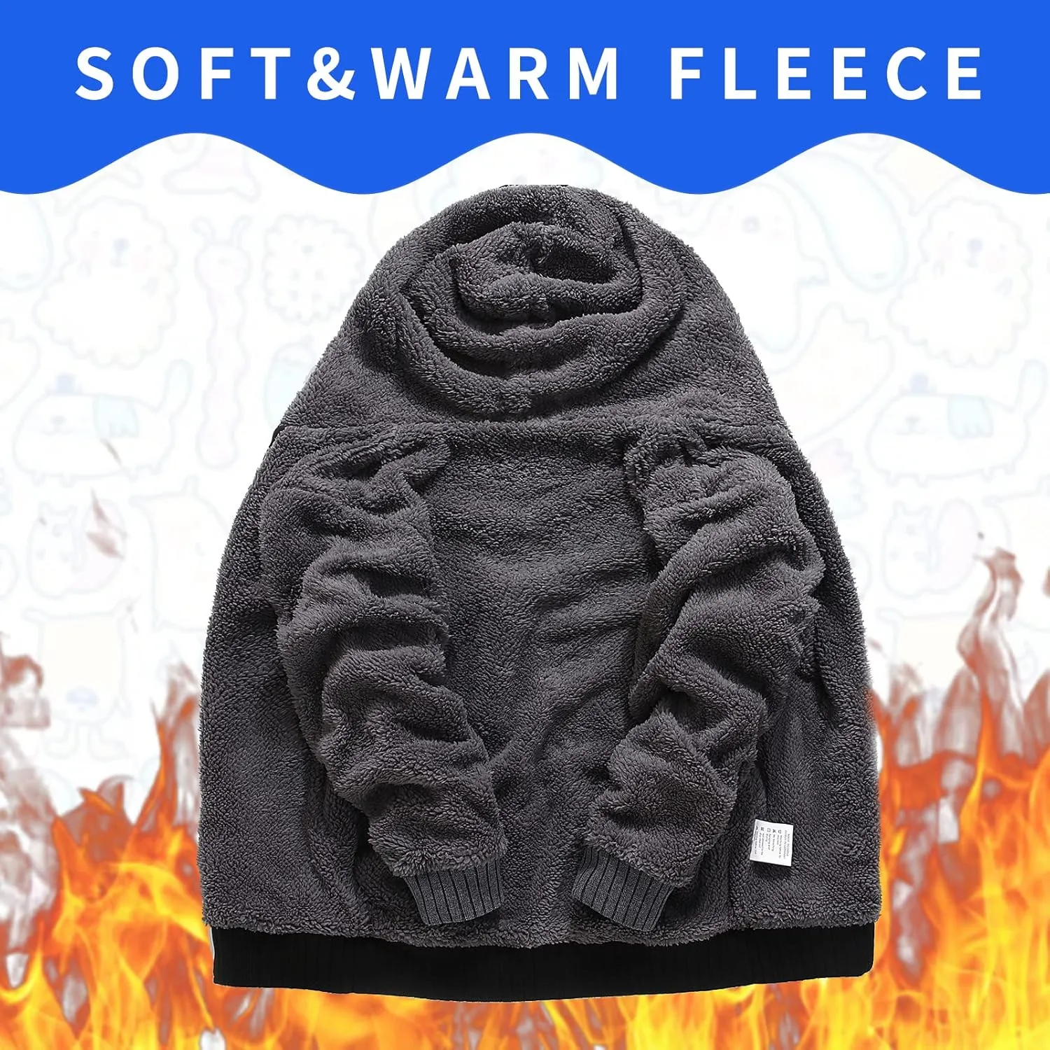 SECOOD Kids Hoodie Fleece Jacket Warm Sherpa Lined Zip Up Hooded Sweatshirt Soft Winter Coat Boys Girls School Outerwear