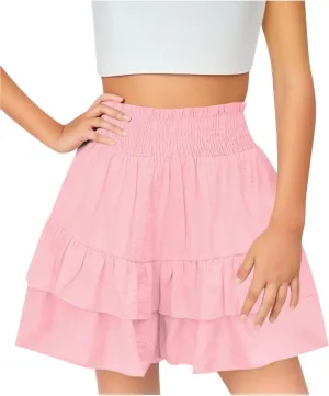 Skorts for Girls High Waisted Ruffles A Line Casual Skirt 2025 Trendy Pleated School Skort Tennis Golf Shorts