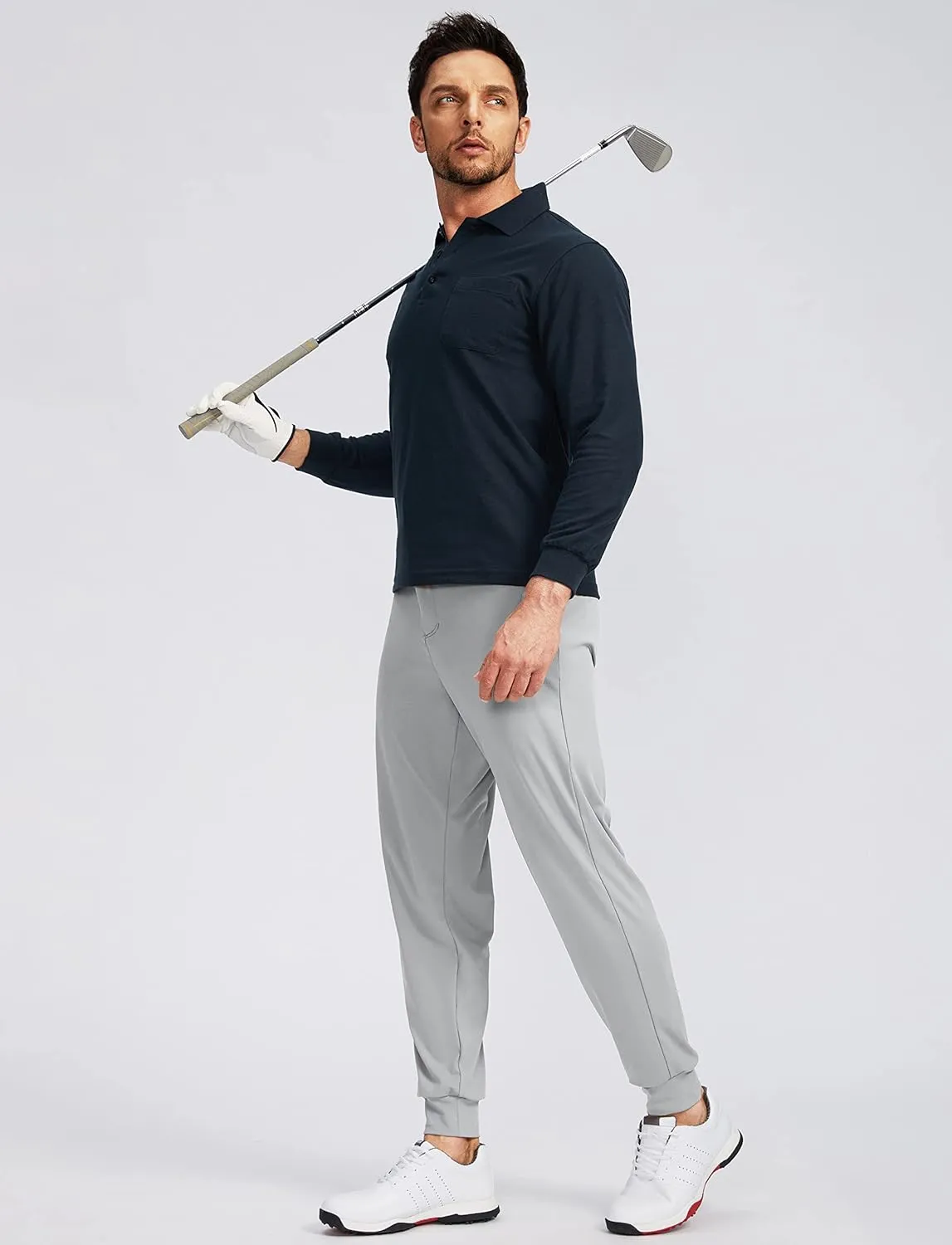 Soothfeel Men's Golf Joggers Pants with 5 Pockets Slim Fit Stretch Sweatpants Running Travel Dress Work Pants for Men