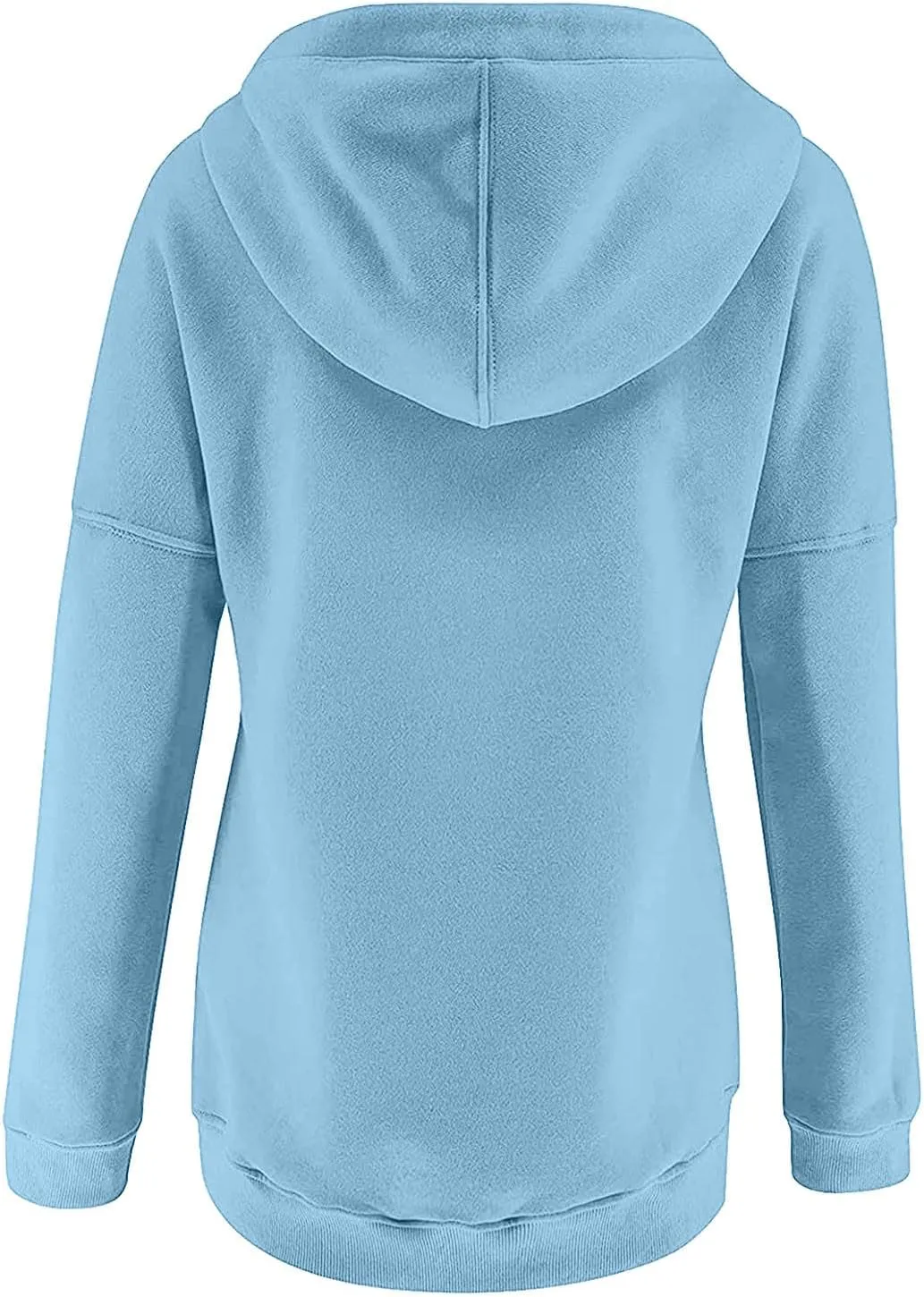 Stessotudo Womens Hoodies Casual Long Sleeve Solid Sweatshirts Buttons Drawstring Athletic Pullover Hooded Tops with Pocket