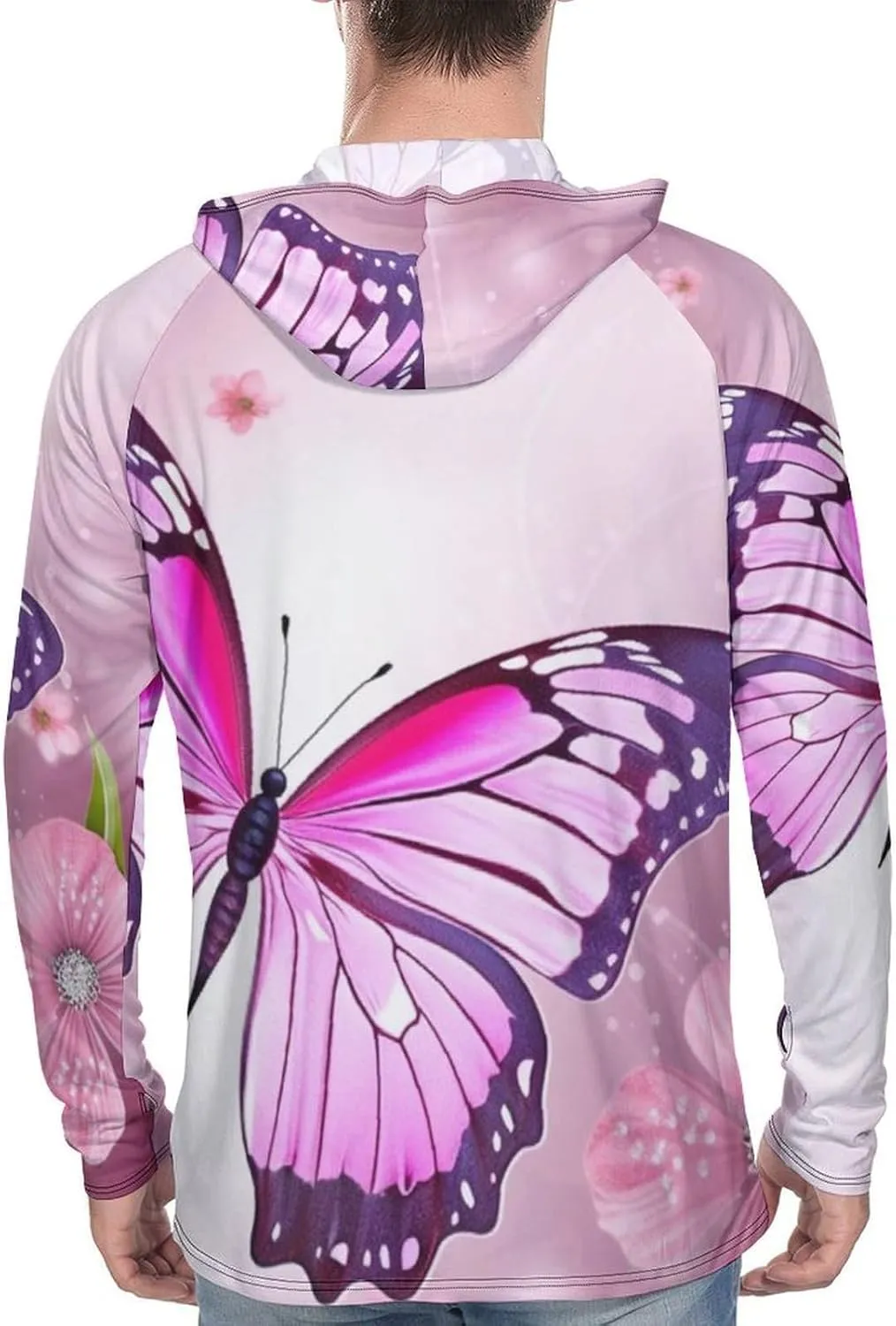 Sun Protection Shirt Long Sleeve Hoodie Butterfly Lightweight Rash Guard Quick Dry Sun Shirt for Outdoor