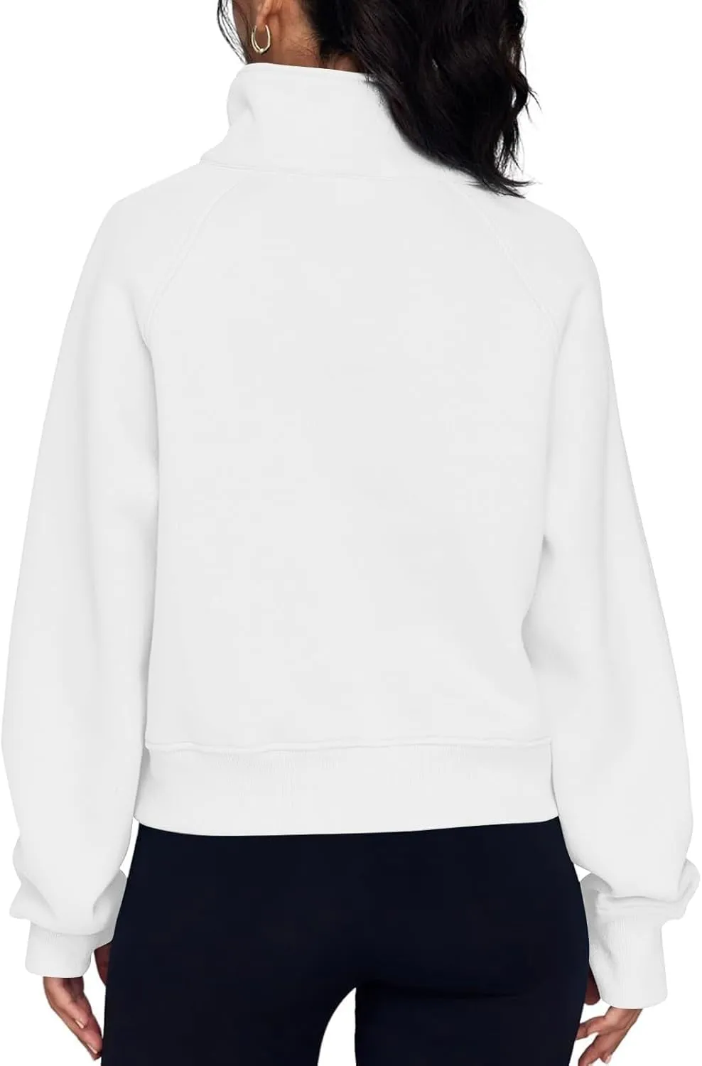 Sweatshirt for Women Half Zip Cropped Pullover Fleece Quarter Zipper Hoodies Fall Outfits Clothes Thumb Hole