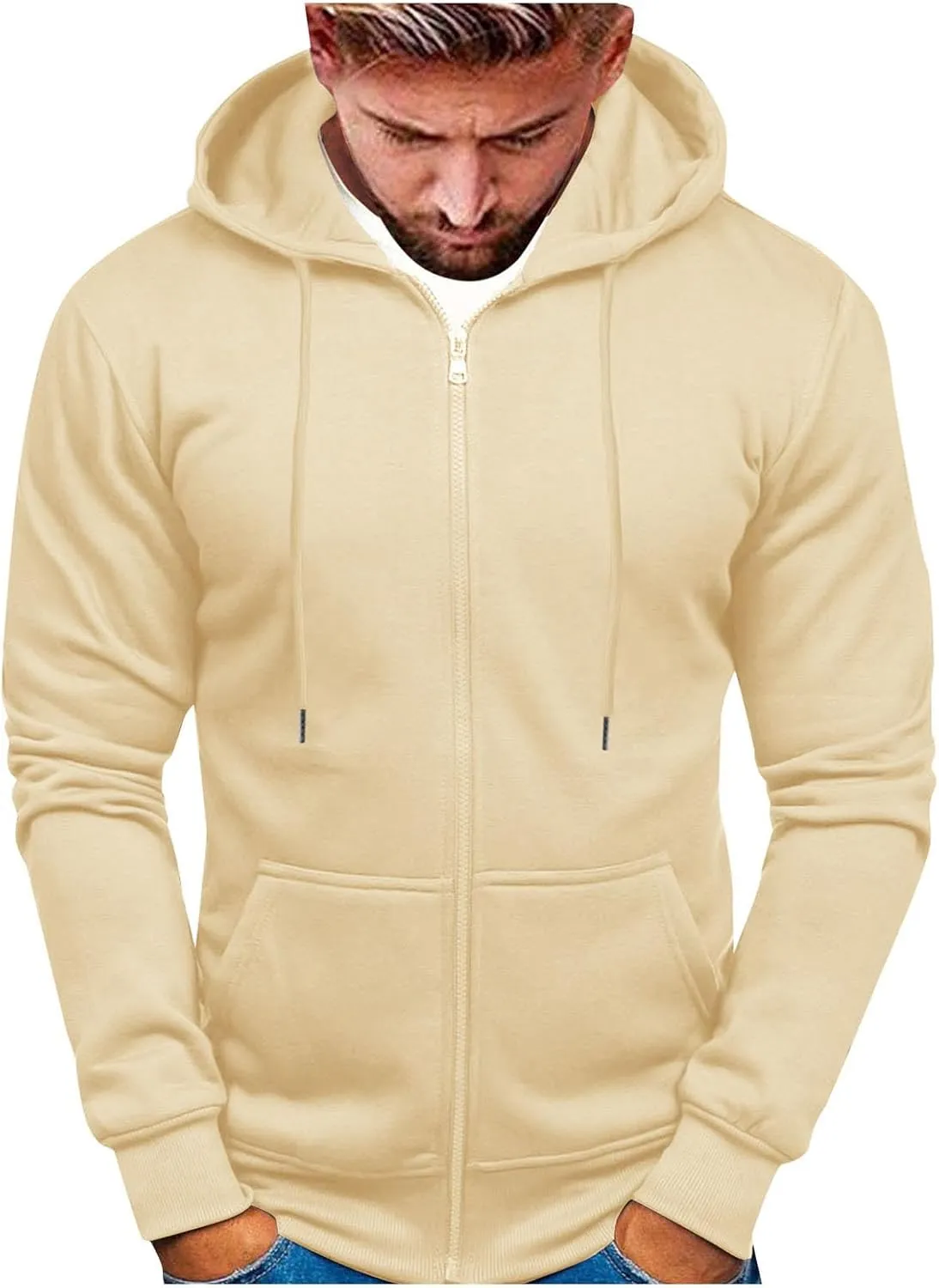 Sweatshirts for Men Hoodies Zipper,Mens Hooded Sweatshirts Fleece Hoodies Athletic Winter Long Sleeve Zip Up Pullover