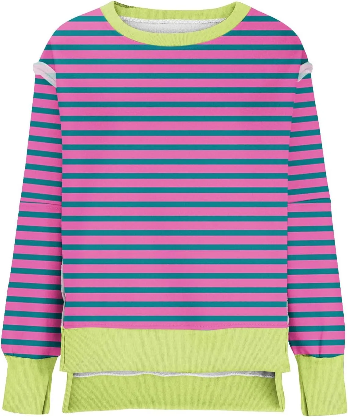Sweatshirts for Women Striped Oversized Hoodies Long Sleeve Crewneck Fall Outfits Fashion Pullover Tops