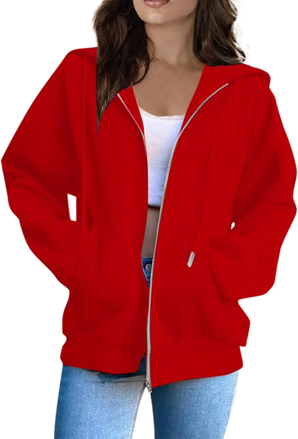 Sweatshirts for Women Womens Fashion Women Zip Up Hoodies Oversized Sweatshirts Casual 2024 Fall Jacket with Pockets