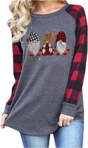 TAIUICY Women Merry Christmas Shirt Leopard Print Plaid Christmas Tree T Shirt Short Sleeve Holiday Xmas Graphic Tops