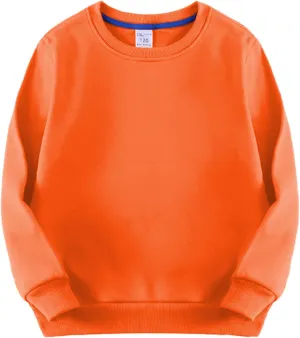 Toddler Baby Boys Girls Crewneck Pullover Thicked Fleece Lined Sweatshirt Children's Solid Plush (Orange, 6-7 Years)